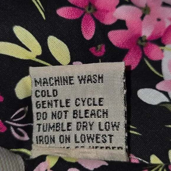 Notations Women 24W Floral SKirt Black Pink Polka Dot Cottagecore Romantic - Picture 16 of 16